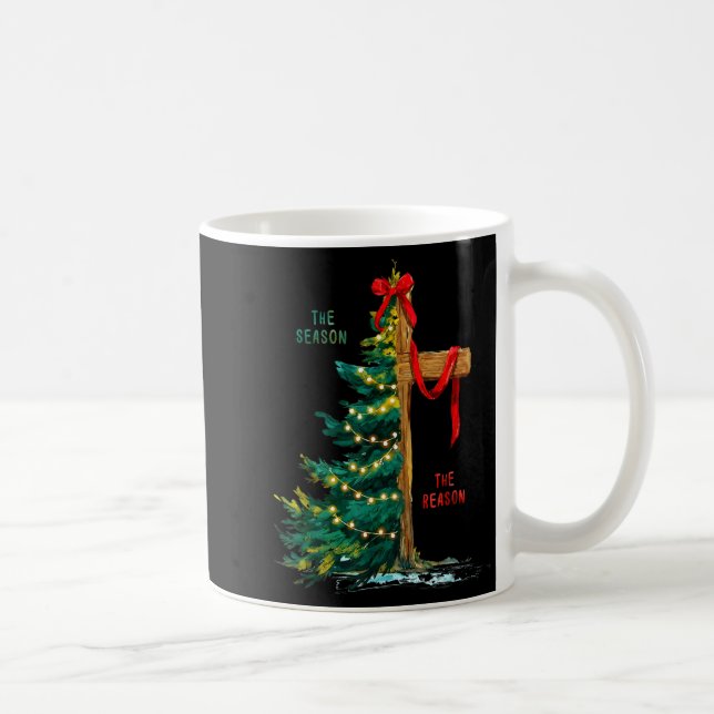 Christmas Tree The Season Jesus Cross The Reason  Kaffeetasse (Rechts)