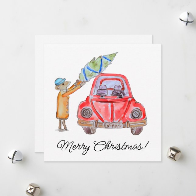 Christmas Tree Time! Feiertagskarte (Vorderseite/Rückseite Beispiel)