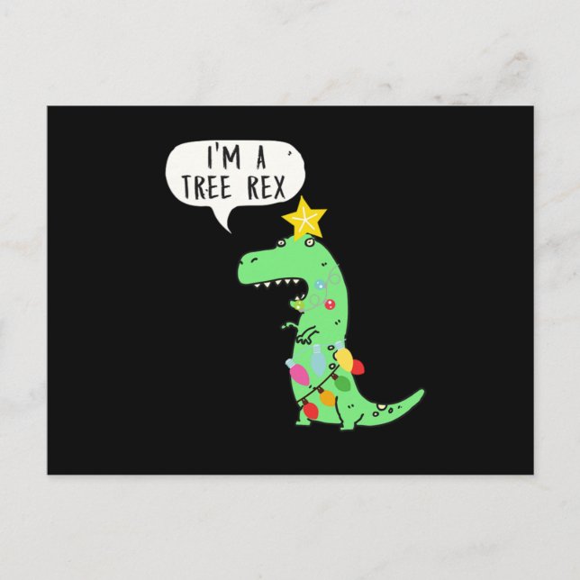 Christmas Tree TRex New Year Dino Santa Claus Gift Postkarte (Vorderseite)
