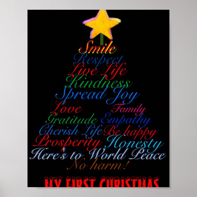 Christmas Tree Tygraphy Babys First Christmas Baby Poster (Vorne)