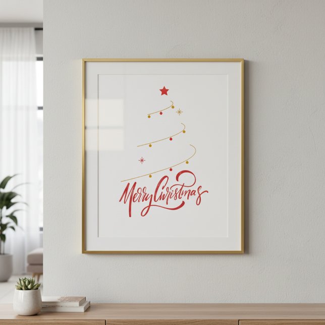 Christmas Tree Typography Script Minimalist Poster (Von Creator hochgeladen)
