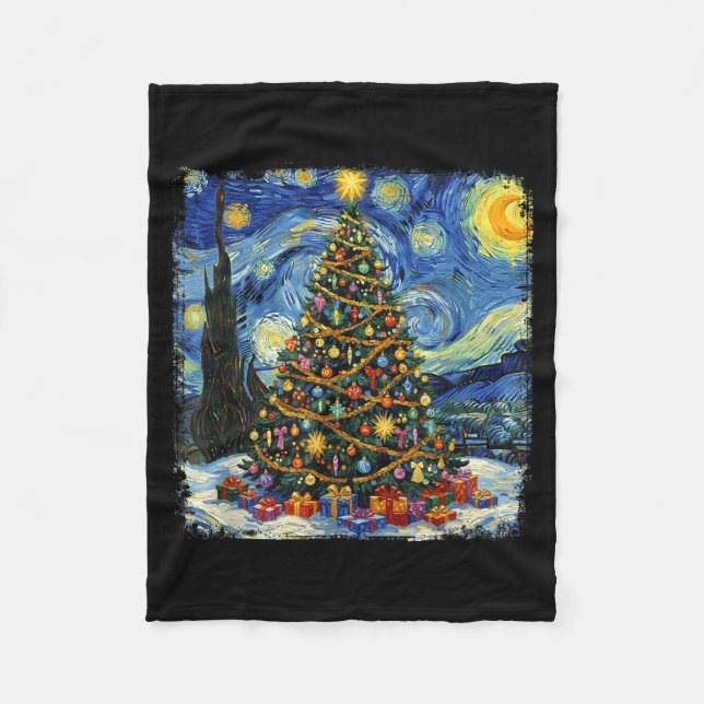 Christmas Tree Van Gogh Starry Night Christmas 202 Fleecedecke (Vorderseite)