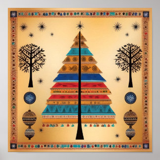 Christmas Tree Warli Art Poster