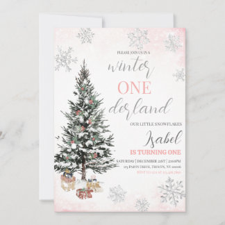 Christmas Tree Winter Onderland Birthday Einladung