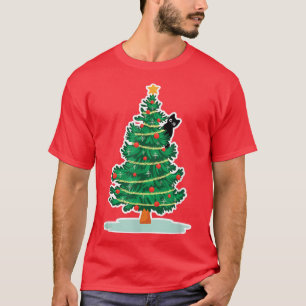 Christmas Tree with Black Cat Funny Christmas Tree T-Shirt