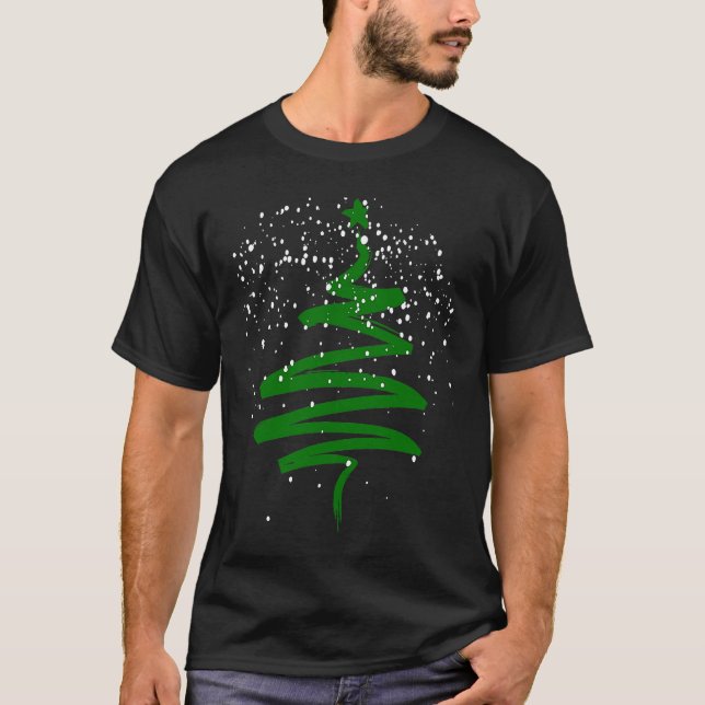 Christmas Tree Xmas Tree Green Brush Stroke Men Wo T-Shirt (Vorderseite)