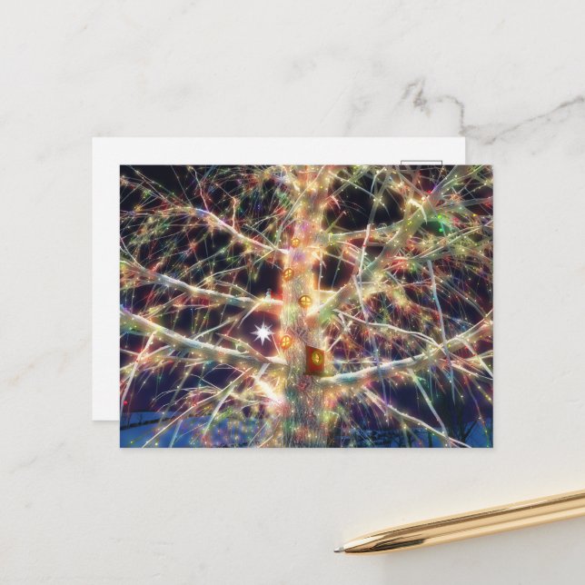 Christmas Treehouse Postcard Postkarte (Vorderseite/Rückseite Beispiel)