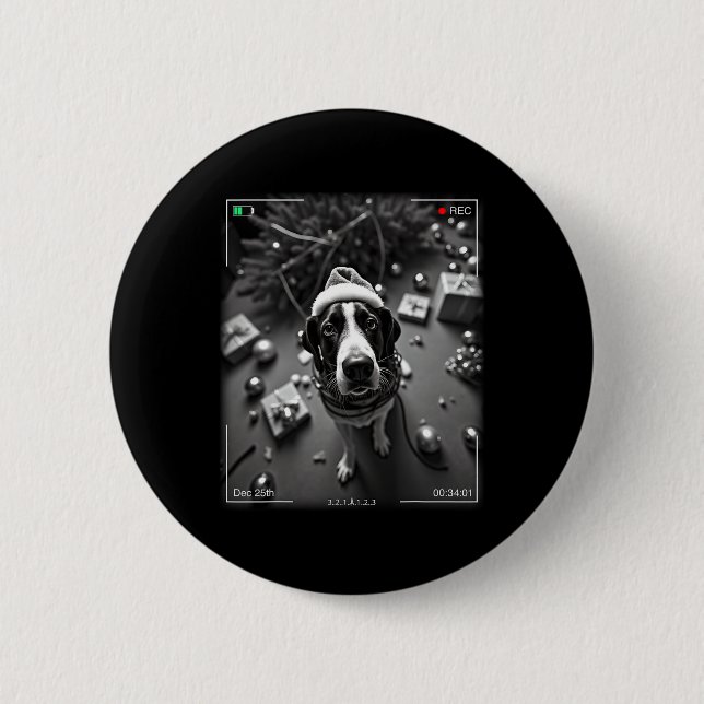 Christmas Treeing Walker Coonhound auf Kamera erwi Button (Vorderseite)