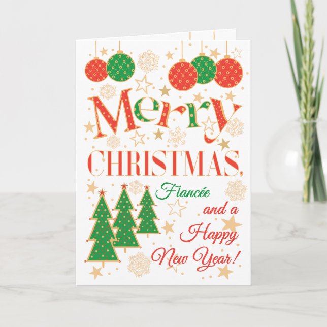 Christmas Trees and Ornaments for Verlobte Karte (Vorderseite)