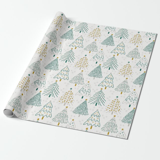 Christmas Trees Gift Wrapping Paper Geschenkpapier (Ungerollt)