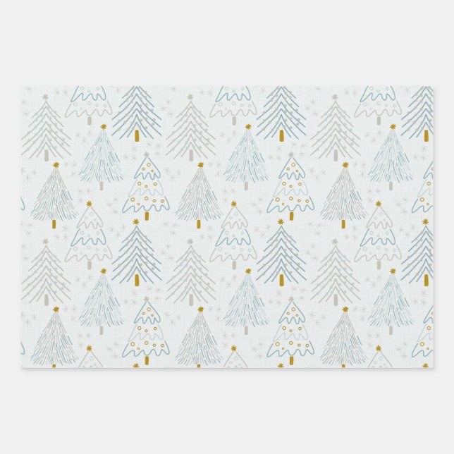 Christmas Trees Gift Wrapping Paper Geschenkpapier Set (Vorderseite)