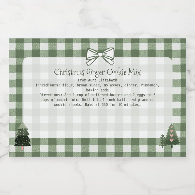 Christmas Trees Green Gingham Baking Mix Lebensmitteletikett (Einzelnes Label)