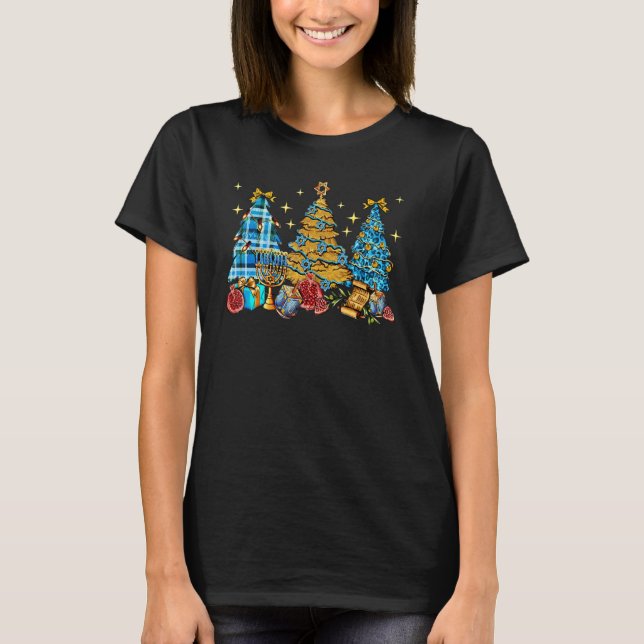 Christmas trees Hannukah western Menorah Jewish Dr T-Shirt (Vorderseite)