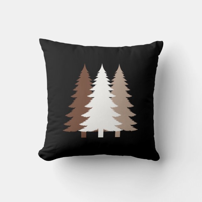 Christmas Trees In White & Chocolate Brown Tones Kissen (Vorderseite)