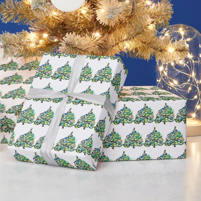 Christmas trees pine Festive Green Watercolor  Geschenkpapier (Feiertage)