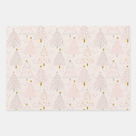 Christmas Trees Pink Geschenkpapier Set