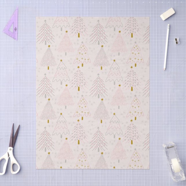 Christmas Trees Pink Seidenpapier (Basteln)
