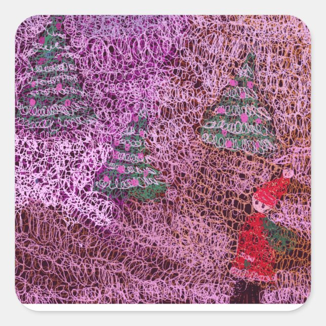 Christmas trees quadratischer aufkleber (Vorderseite)