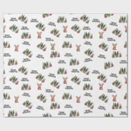 Christmas Trees & Reindeer Wrapping Paper Geschenkpapier