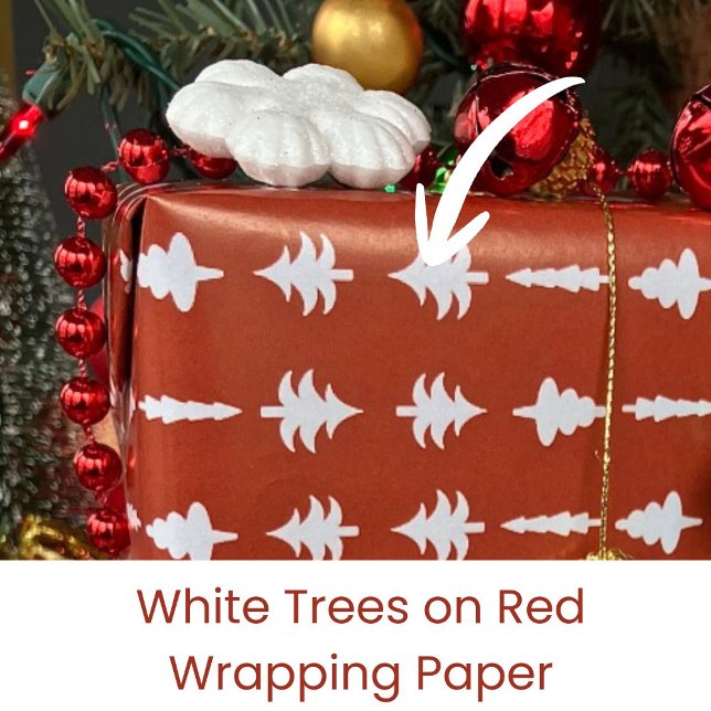 Christmas Trees White on Red Geschenkpapier (Von Creator hochgeladen)
