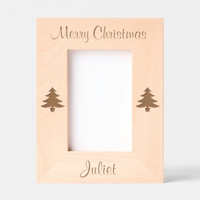 Christmas Trees Xmas Laser Etched Picture Frame Geätzte Rahmen (Vorderseite)