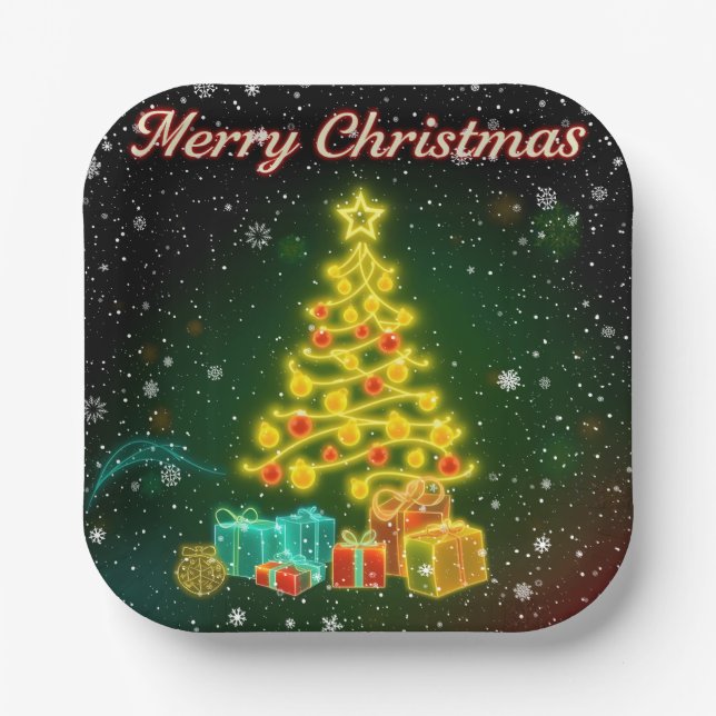 Christmas Trendy Neon Holiday Collection Pappteller (Vorderseite)