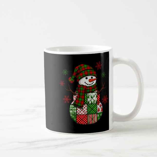 Christmas Trendy Patchwork Snowman Merry Christmas Kaffeetasse (Rechts)