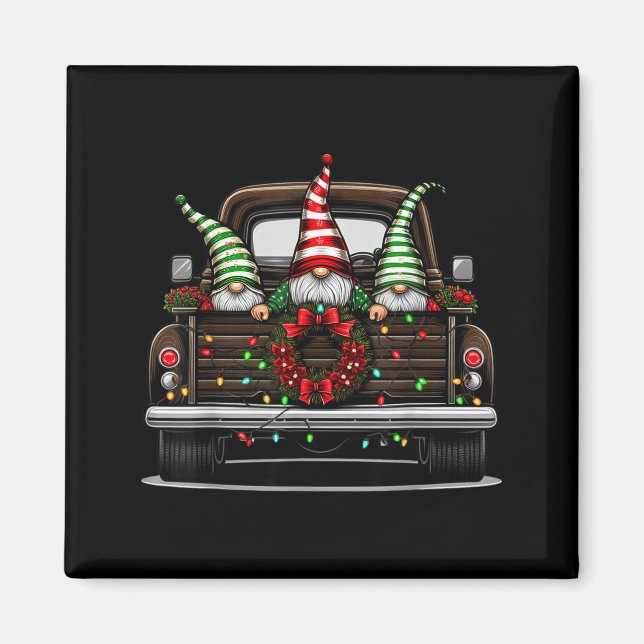 Christmas Truck Cute Gnome  Magnet (Vorne)