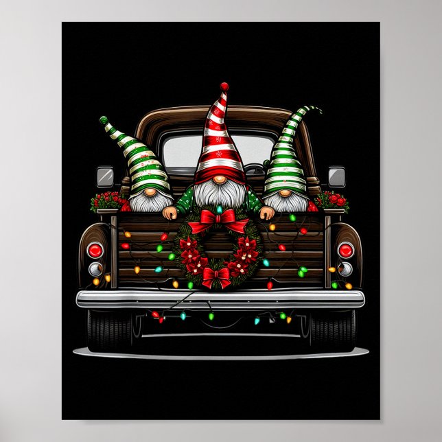 Christmas Truck Cute Gnome  Poster (Vorne)