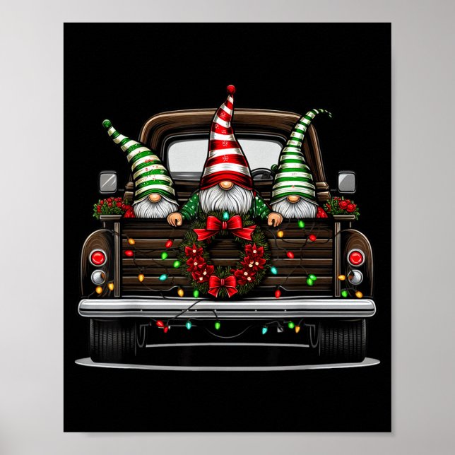 Christmas Truck Cute Gnome  Poster (Vorne)