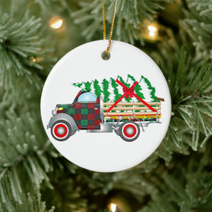 Christmas Truck Keramik Ornament