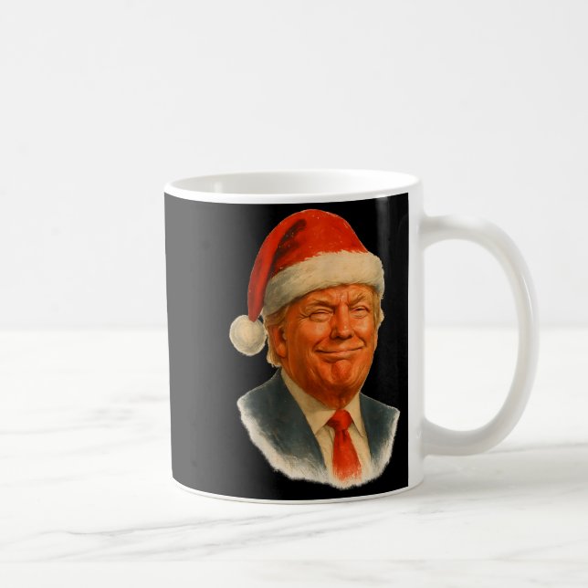 Christmas Trump Face Santa Funny Xmas Meme Men Wom Kaffeetasse (Rechts)