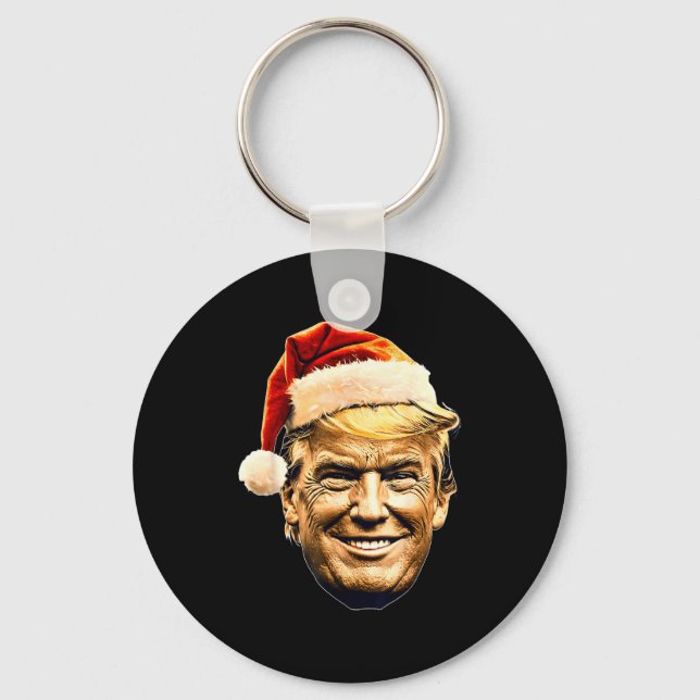 Christmas Trump Face Santa Funny Xmas Meme Men Wom Schlüsselanhänger (Vorderseite)