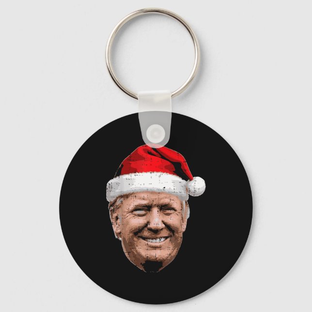 Christmas Trump Face Santa Funny Xmas Meme Men Wom Schlüsselanhänger (Vorderseite)