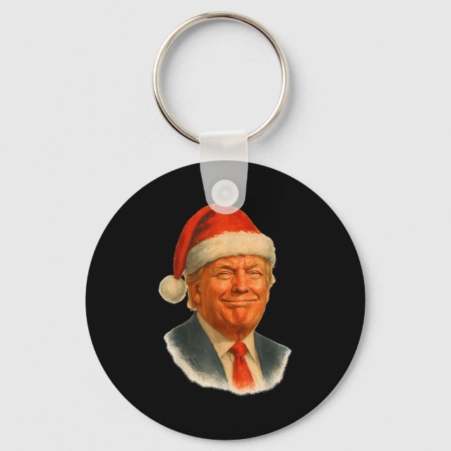 Christmas Trump Face Santa Funny Xmas Meme Men Wom Schlüsselanhänger (Vorderseite)