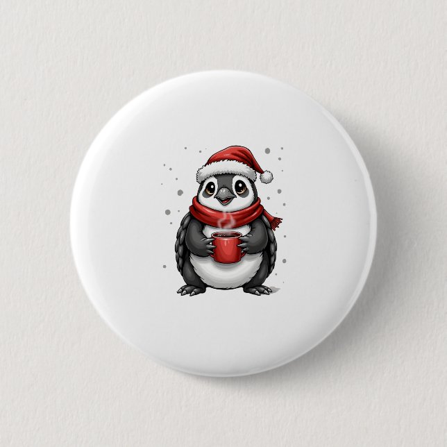 Christmas Turtle with Santa Hat Coffee Lover Funny Button (Vorderseite)