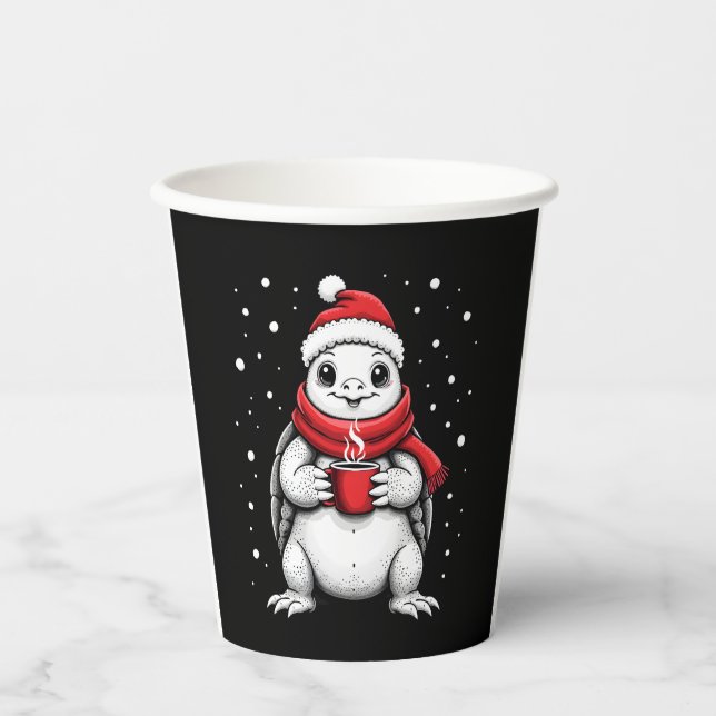 Christmas Turtle with Santa Hat Coffee Lover Funny Pappbecher (Vorderseite)