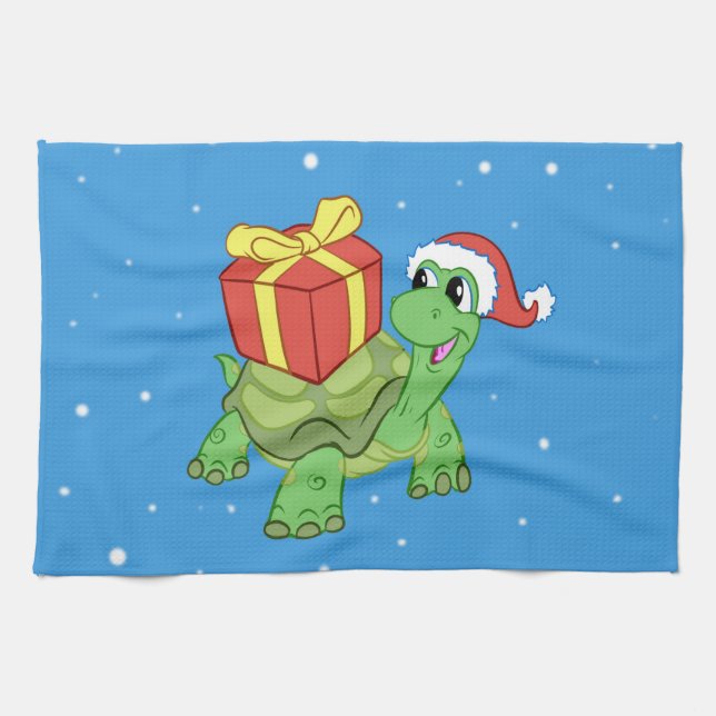 Christmas turtle with the gift geschirrtuch (Horizontal)