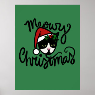 Christmas Tuxedo Cat Poster