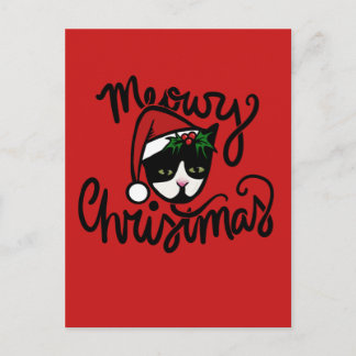 Christmas Tuxedo Cat Postkarte