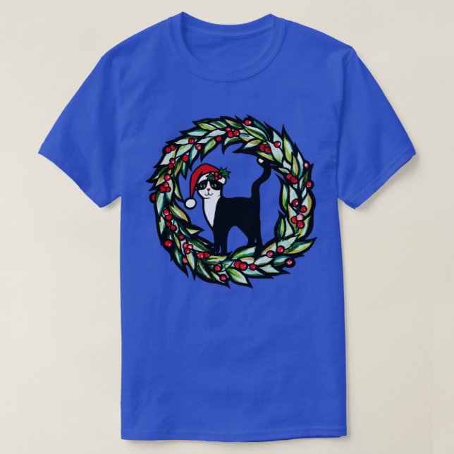 Christmas Tuxedo Cat T-Shirt (Design vorne)