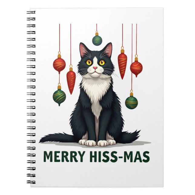 Christmas Tuxedo Cat with Holiday Decorations Merr Notizblock (Vorderseite)