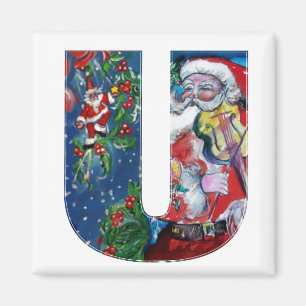 CHRISTMAS U BRIEF / SANTA MIT VIOLIN MONOGRAM MAGNET