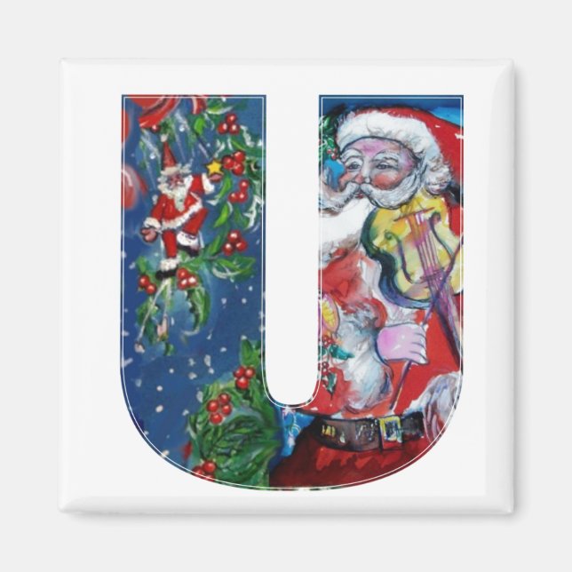 CHRISTMAS U BRIEF / SANTA MIT VIOLIN MONOGRAM MAGNET (Vorne)