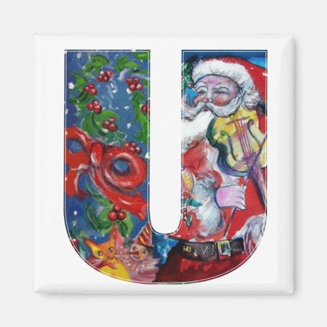 CHRISTMAS U BRIEF / SANTA MIT VIOLIN MONOGRAM MAGNET (Vorne)