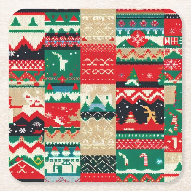 Christmas Ugly Sweater 8 Rechteckiger Pappuntersetzer (Vorderseite)