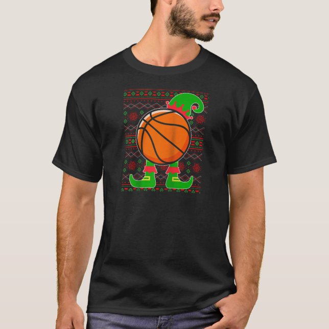 Christmas Ugly Sweater basketBall Xmas Elf Squad R T-Shirt (Vorderseite)