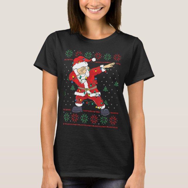 Christmas Ugly Sweater Dabbing Santa Claus With Xm T-Shirt (Vorderseite)