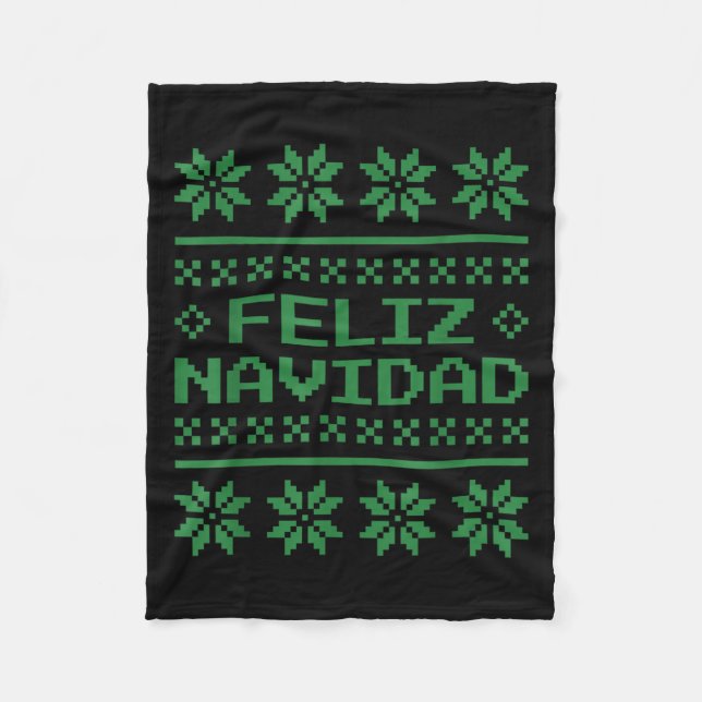 Christmas Ugly Sweater Feliz Navidad Xel Pattern S Fleecedecke (Vorderseite)