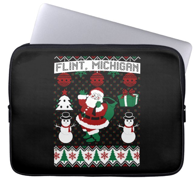 Christmas Ugly Sweater Flint Michigan Laptopschutzhülle (Vorderseite)